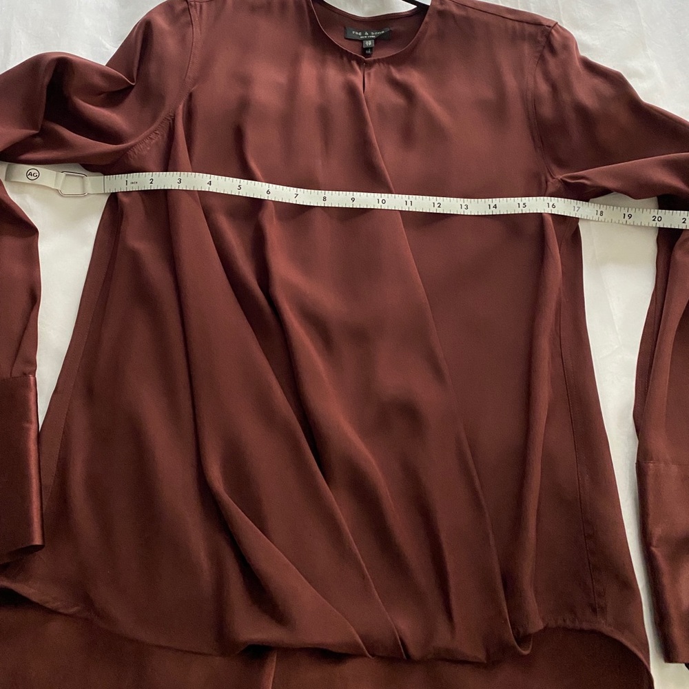 rag & bone Max Silk Blouse - XS - Burgundy - Picture 9 of 13